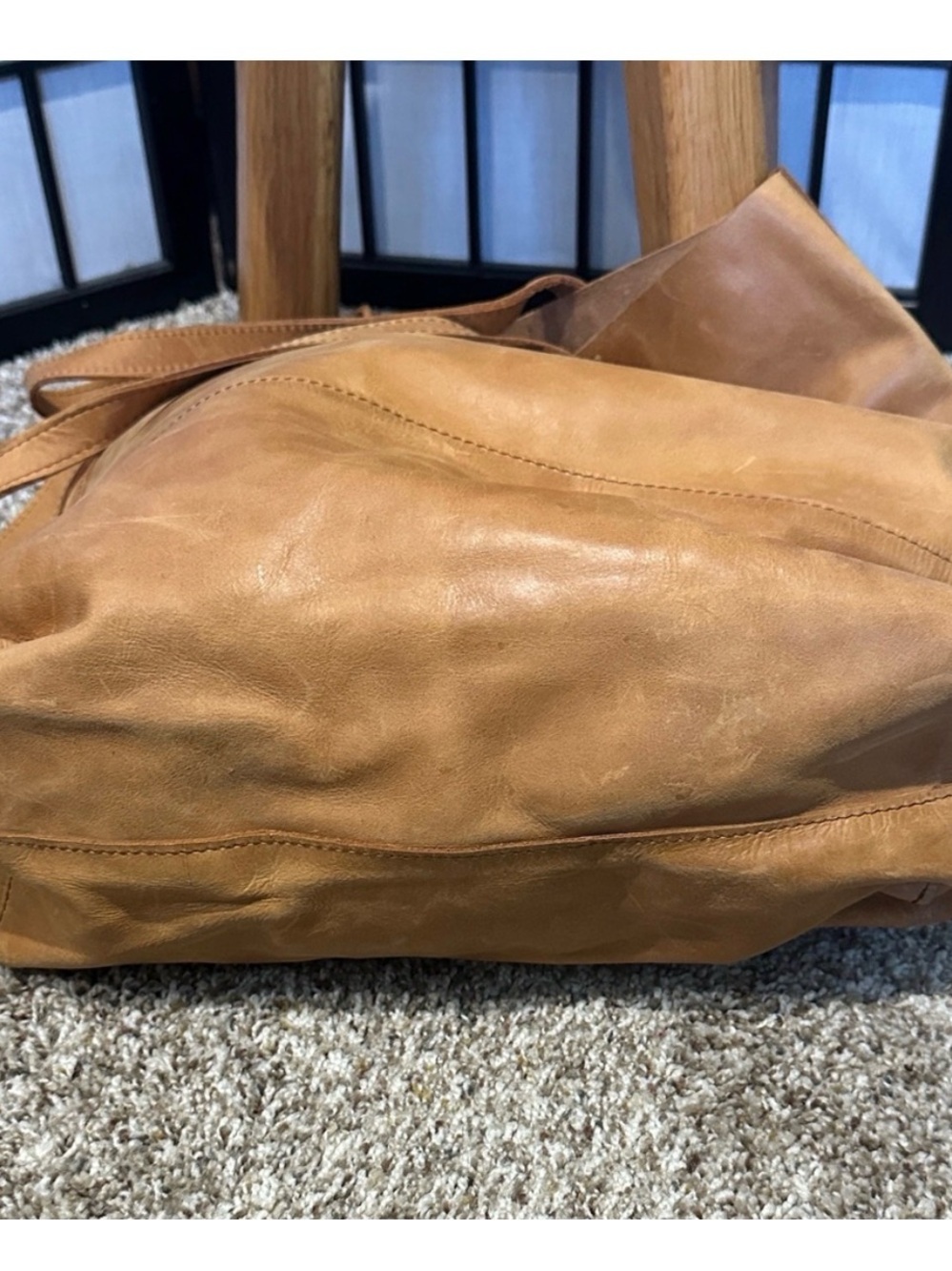 NEW ABLE Mayume Tan Leather Tote Bag 17” x 14” x 6” with 10” Drop - Picture 3 of 9